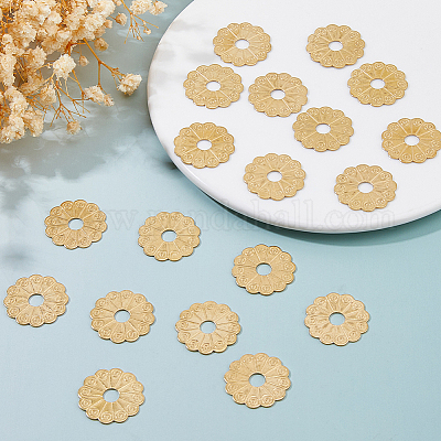 20 шт. латунные цветочные шайбы KK-FH0008-16G-1