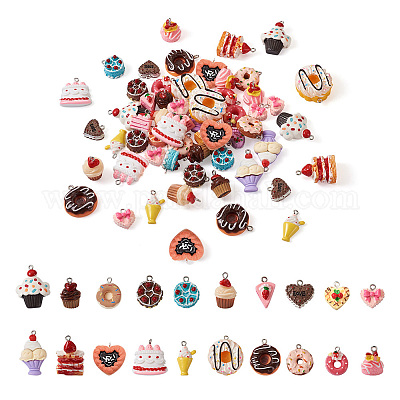 80шт 20 стиля непрозрачные подвески из смолы RESI-BT0001-26-1