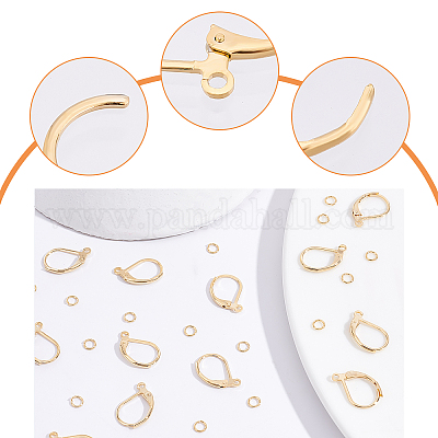20 шт. 2-х стильная фурнитура для сережек с застежкой-рычагом из латуни с петлей DIY-BBC0001-02G-1