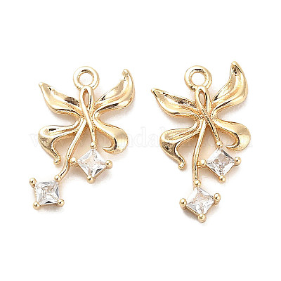 Латунные микропаве прозрачные подвески с фианитом KK-C054-06G-1