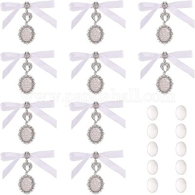 10 шт. подвеска в виде крыльев в тибетском стиле из сплава и атласной ленты HJEW-FH0001-22-1