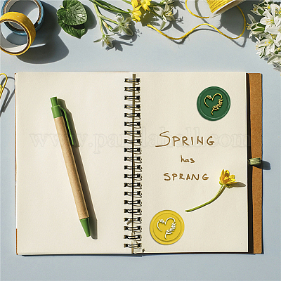 Латунная восковая печать штамп с ручкой AJEW-WH0184-0667-1