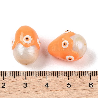 Эмалевые бусины из натурального пресноводного жемчуга PEAR-G014-05C-1