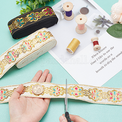 14 м 2 цвета полиэстеровые ленты с вышивкой в этническом стиле OCOR-GA0001-54-1