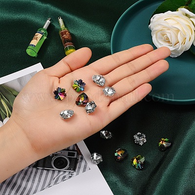 40шт 4 стиля гальванические стеклянные подвески EGLA-YW0001-12-1