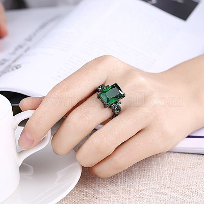 Модные латунные кольца из стекла&nbsp;RJEW-BB21001-A-8-1