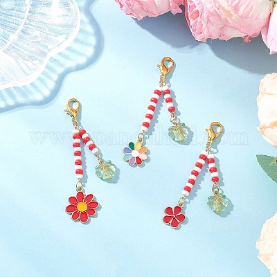 3 шт. подвеска из цветочного сплава с эмалью HJEW-MZ00337-1