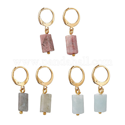 3 пара серег из нержавеющей стали 304 с натуральными камнями и застежкой-русиком EJEW-JE06527-01-1