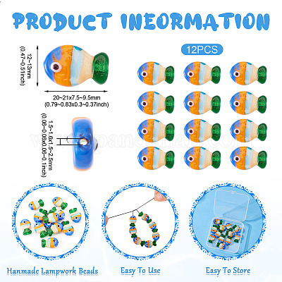 12шт ручной работы бусины лэмпворк&nbsp;LAMP-TA0001-74A-1