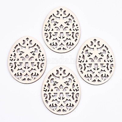 Неокрашенные натуральные деревянные большие подвески WOOD-S058-006-1