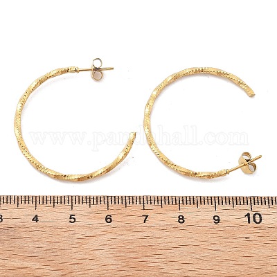 Серьги-гвоздики из нержавеющей стали 304 в форме буквы С EJEW-R017-02G-01-1