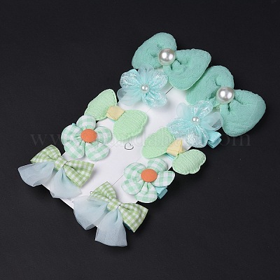 5 пара 5 стильных заколок крокодил из полиэстера с бантом и цветком PHAR-C012-01B-1