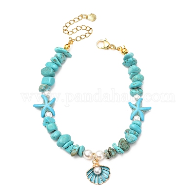 Браслеты из синтетической бирюзовой крошки BJEW-JB12413-03-1