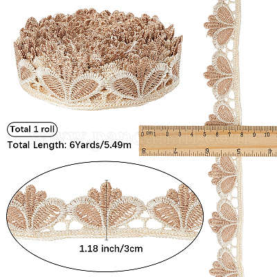 6 ярд полиэстеровой волнистой кружевной ленты для отделки SRIB-GF0001-45A-1