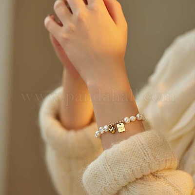 Браслеты с подвесками в форме сердца и прямоугольника из цинкового сплава FS-WG6DF16-01-1