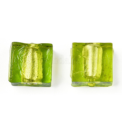 Бусины ручной работы бусины серебряной фольгой FOIL-S006-12x12mm-06-1