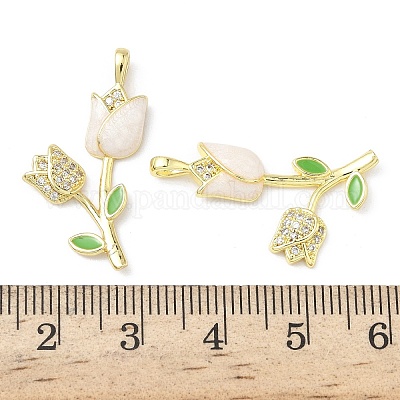 Латунь микропаве фианиты с подвесками из эмали KK-Z134-05G-01-1