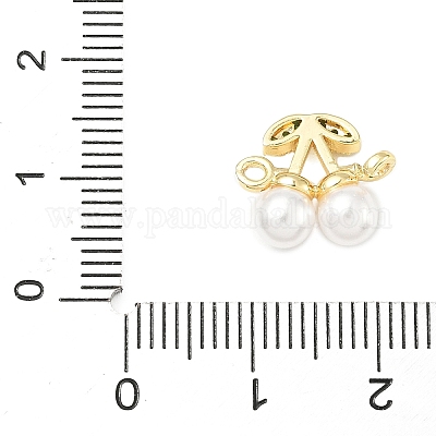 Подвески-коннекторы из латуни с микропаве из кубического циркония и АБС-пластика с имитацией жемчужно-белой вишни KK-I276-56G-02-1