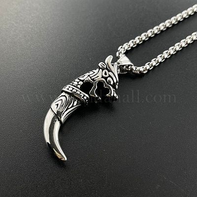 Кулон в форме волчьего клыка из нержавеющей стали 304 для парня ML1468-1