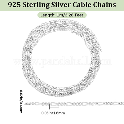 Антикоррозийная цепочка Figaro из 1-х серебряных звеньев с родиевым покрытием длиной 925 м&nbsp;STER-BBC0005-86-1