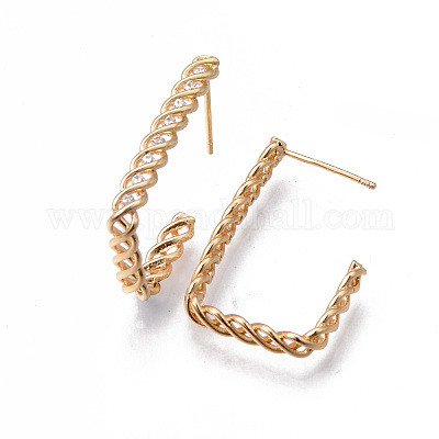 Серьги-гвоздики из латуни с прозрачным микропаве и кубическим цирконием KK-N232-192-NF-1