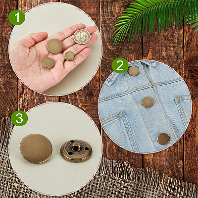 60шт 3 стиля латунные пуговицы с хвостовиком BUTT-GA0001-13-1