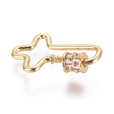Латунь микропаве кубический цирконий винт карабин подвески с замком ZIRC-F105-05G-1