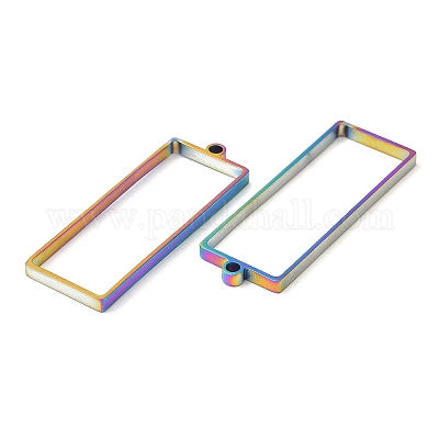 Подвески из нержавеющей стали 304 с открытым задним безелем и прямоугольной оправой STAS-Z040-06B-RC-1