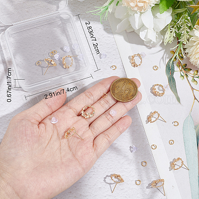 10 шт. латунные серьги-гвоздики в форме оливковой ветви для страз DIY-BBC0001-34-1