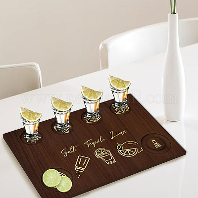 Деревянный поднос для рюмок AJEW-WH0423-008-1