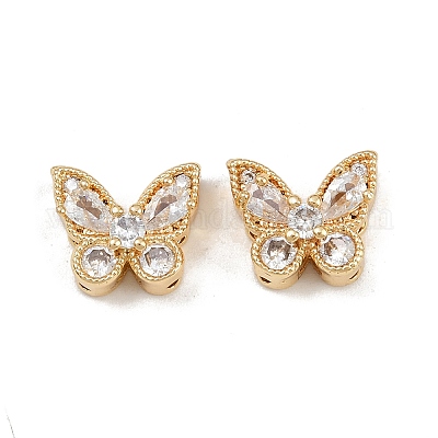 Многорядные звенья-бабочки из латуни с микропаве из кубического циркония KK-K407-29G-01-1