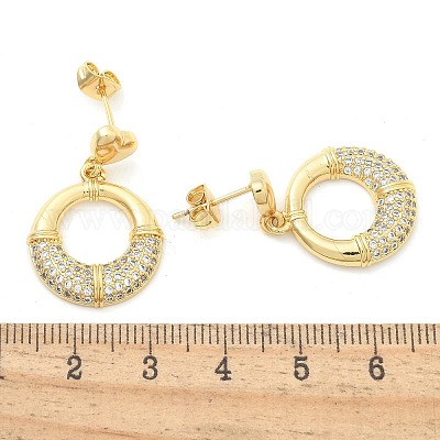 Серьги-гвоздики из латуни с микро-паве из прозрачного кубического циркония для женщин EJEW-C125-21E-G-1