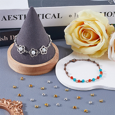 600 шт. 2-х цветные латунные крышки для обжимных бусин KK-SP0002-32-1