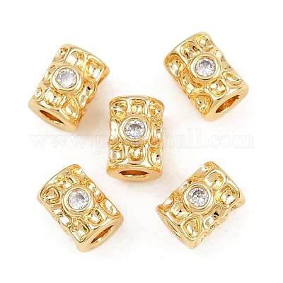 Латунные микро проложить кубического циркония бусы KK-H078-18G-1