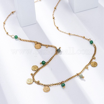 Ожерелья-диски из нержавеющей стали 304 со стразами NJEW-U026-02G-1