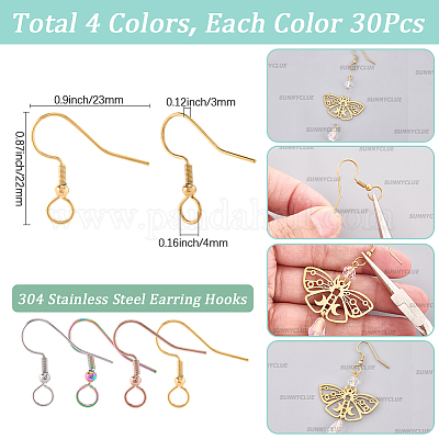 120 шт. 4-х цветные крючки для сережек из нержавеющей стали 304 STAS-SC0010-41-1