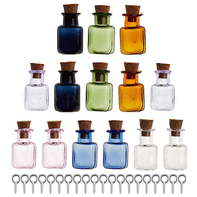 Mini Glass Bottles Rectangle Transparent Cute Bottles With Cork