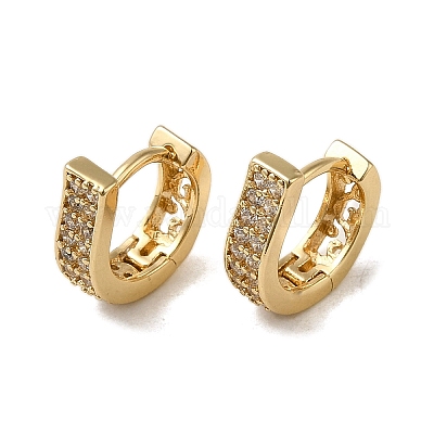 Серьги-кольца из латуни с микропаве из кубического циркония EJEW-L271-21KCG-02-1