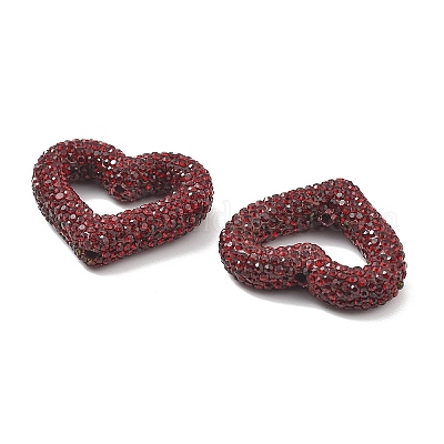 Бусины из полимерной глины в форме сердца со стразами CLAY-NH0001-09A-03-1