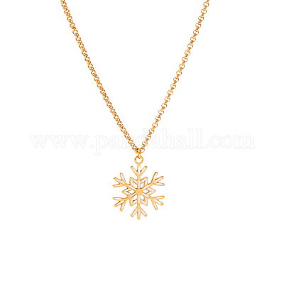 Элегантные женские ожерелья с подвеской в виде снежинки из нержавеющей стали 304 с белой эмалью XM2904-1