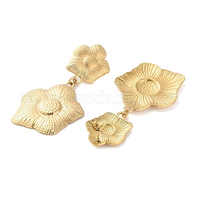 Серьги-гвоздики из нержавеющей стали в форме цветка для женщин EJEW-Z074-03G-1