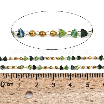 Цепочки из нержавеющей стали 304 ручной работы с бусинами CHS-P022-02G-01-1