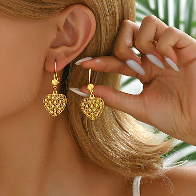 Серьги-кольца из сплава с полыми сердечками EV8985-1