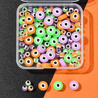 102 шт. двухцветные непрозрачные акриловые бусины с принтом OACR-FS0002-36-1