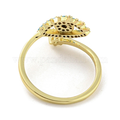 Открытые манжеты из латуни в форме глаза с микропаве и кубическим цирконием RJEW-Q804-02G-1