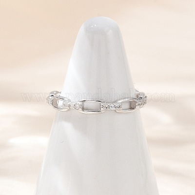 Регулируемые кольца из стерлингового серебра с кубическим цирконием для женщин RJEW-B128-03-1