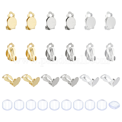 36 шт. 3-х цветная фурнитура для сережек-клипс из нержавеющей стали 304 STAS-ME0001-63-1