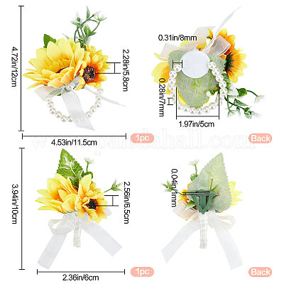Wedding flower wrist corsage sunflower, yellow, floral bracelet - Shop  petalsdesignstudio Corsages - Pinkoi