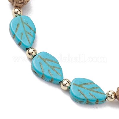 Круглые браслеты из плетеных бусин из натуральной рудракши и синтетической окрашенной бирюзы BJEW-JB10550-1