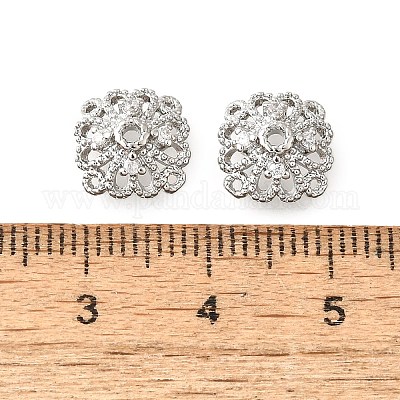 Колпачки для бусин из прозрачного кубического циркония в форме цветка из латуни KK-V008-01P-1